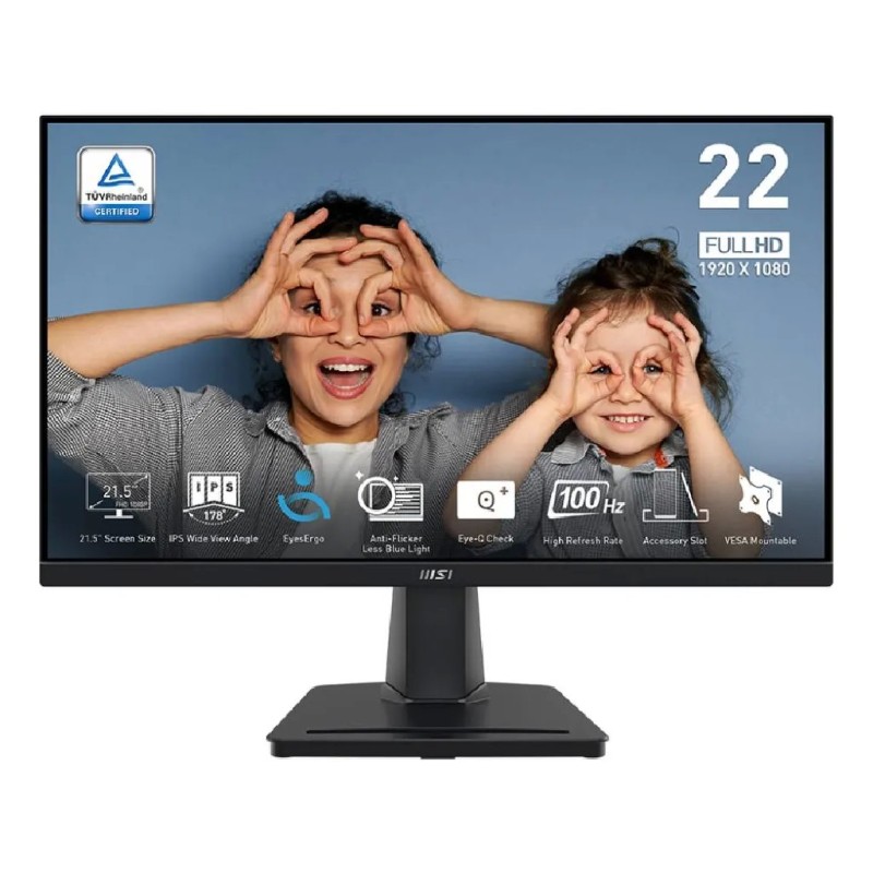 Monitor Plano MSI PRO MP225 SERIES, 21.5" IPS (1920x1080),100 Hz, HDMI, Color Negro