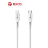 Cable USB TEROS TE-70208W, Tipo C a Tipo C, 5A, 100W Máx, blanco